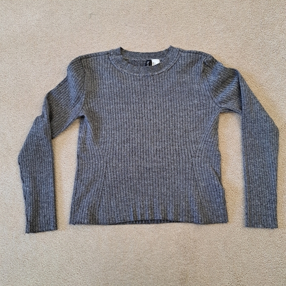 H&M Divided Sweater Women's Large Heathered Grey Ribbed Long Sleeve Top - Picture 10 of 10